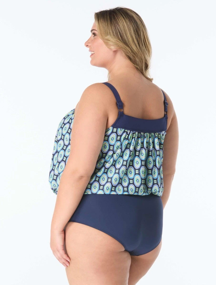 Beach House Plus Audrey Blouson Tankini Top - Retro Geo 2 Beach House Plus Audrey Blouson Tankini Top - Retro Geo - Image 2