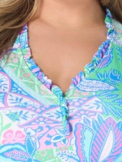 Beach House Plus Nina Ruffled Trim Tankini Top - Estate Mosaic -BCBGMAXAZRIA Shop hw7e401 970 alt02 1