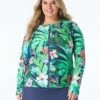 Beach House Sport Plus Ava Zip Front Rash Guard - Tropical Paradise