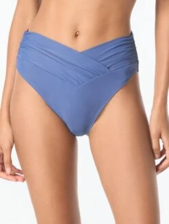 MICHAEL Michael Kors Shirred High Leg Bikini Bottom - Solids -BCBGMAXAZRIA Shop mm2r065 486 1