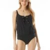 MICHAEL Michael Kors Lace Up Blouson Tankini Top - Solids