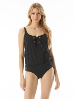 MICHAEL Michael Kors Lace Up Blouson Tankini Top - Solids