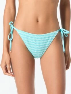 MICHAEL Michael Kors String Bikini Bottom - Monotone Textured Stripes