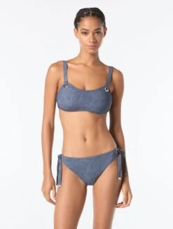 MICHAEL Michael Kors Grommet Bikini Top - Denim Texture