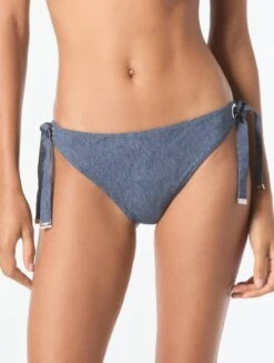 MICHAEL Michael Kors Grommet Bikini Bottom - Denim Texture