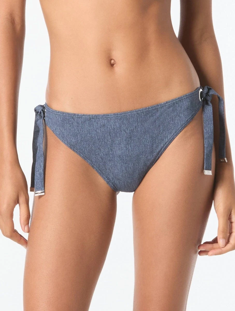 MICHAEL Michael Kors Grommet Bikini Bottom - Denim Texture 1 MICHAEL Michael Kors Grommet Bikini Bottom - Denim Texture