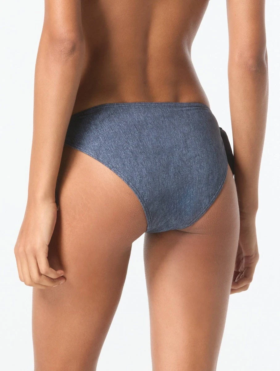 MICHAEL Michael Kors Grommet Bikini Bottom - Denim Texture 2 MICHAEL Michael Kors Grommet Bikini Bottom - Denim Texture - Image 2
