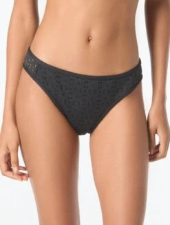 MICHAEL Michael Kors High Leg Bikini Bottom - Laser Cut Scuba
