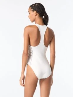 MICHAEL Michael Kors Zip Front One Piece Swimsuit - Laser Cut Scuba -BCBGMAXAZRIA Shop mm64164 100 alt01 1 7201a2ef d0e7 45e1 8fdc b25ec17ad71a