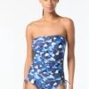 MICHAEL Michael Kors Bandeau One Piece Swimsuit - Camo Garden