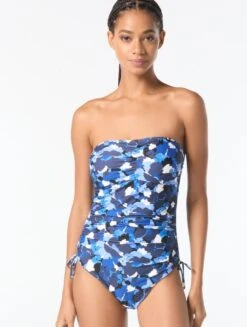 MICHAEL Michael Kors Bandeau One Piece Swimsuit - Camo Garden