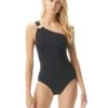 MICHAEL Michael Kors One Shoulder Underwire One Piece Swimsuit - Hardware Solids