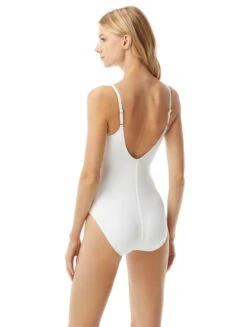 MICHAEL Michael Kors Sash Logo Trim One Piece Swimsuit - Iconic Solids -BCBGMAXAZRIA Shop mm7m943 100 alt01 r 1 b66b51c8 3794 44ec b593 4a7f5830930a