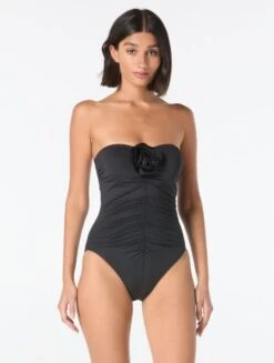 Kate Spade Bandeau One Piece Swimsuit - Rosette Solids