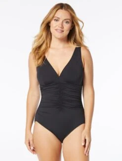 Coco Contours Solitaire V-Neck Bra Sized Underwire One Piece Swimsuit - Keepsake