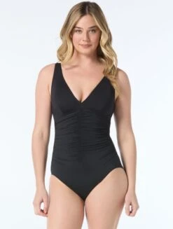 Shapemaker V-Neck One Piece Swimsuit - Solids