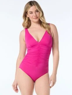 Shapemaker V-Neck One Piece Swimsuit - Solids -BCBGMAXAZRIA Shop ts04004 628 1