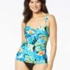 Coco Reef Charisma Bra Sized Pleated Tankini Top - Paradise Garden