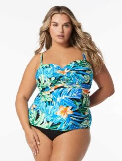 Coco Reef Charisma Bra Sized Pleated Tankini Top - Paradise Garden -BCBGMAXAZRIA Shop u8a481 004 alt04 1