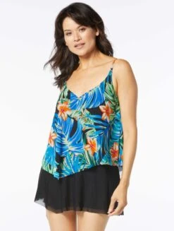 Coco Reef Captivate Bra Sized Underwire Tankini Top - Paradise Garden