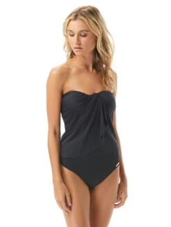 Vince Camuto Draped Bandeau Tankini Top - Sanremo Shades